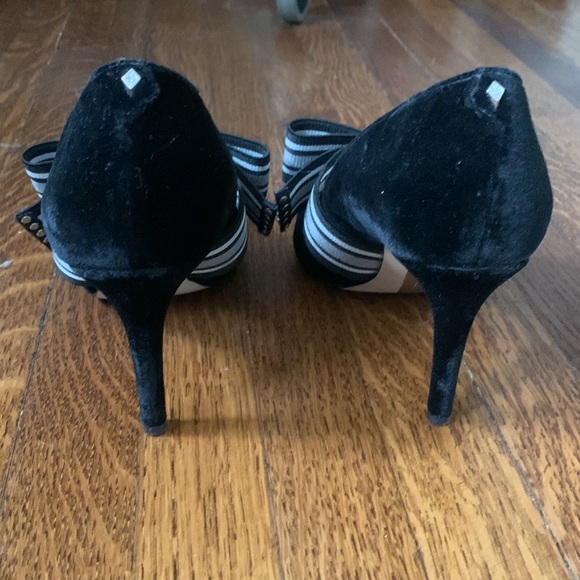 SAM EDELMAN Navy Blue Velvet High Heels with Bow - Picture 3 of 5